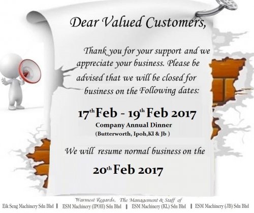 company holiday announcement eik seng machinery sdn bhd company holiday